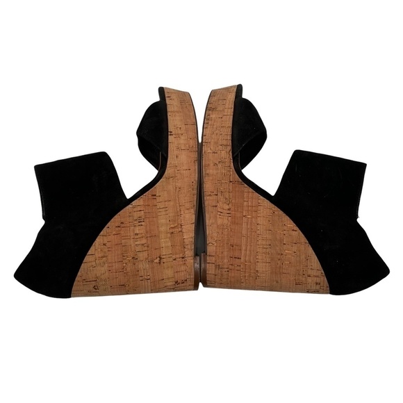 Ava & Aiden Black Suede Dakota Cork Wedge Platform Sandals Size 7 Women’s - Picture 6 of 9